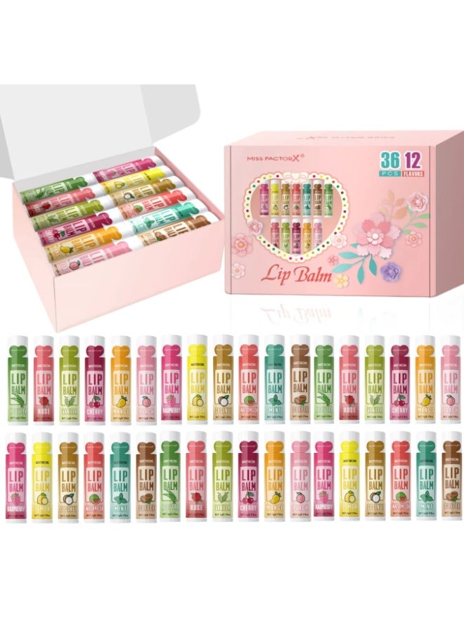 MISS FACTOR X 36PCS Moisturizing Lip Balm Set – 5g Deep Hydrating & Brightening Lip Care, Party Gift Pack for Women & Friends - Image 1